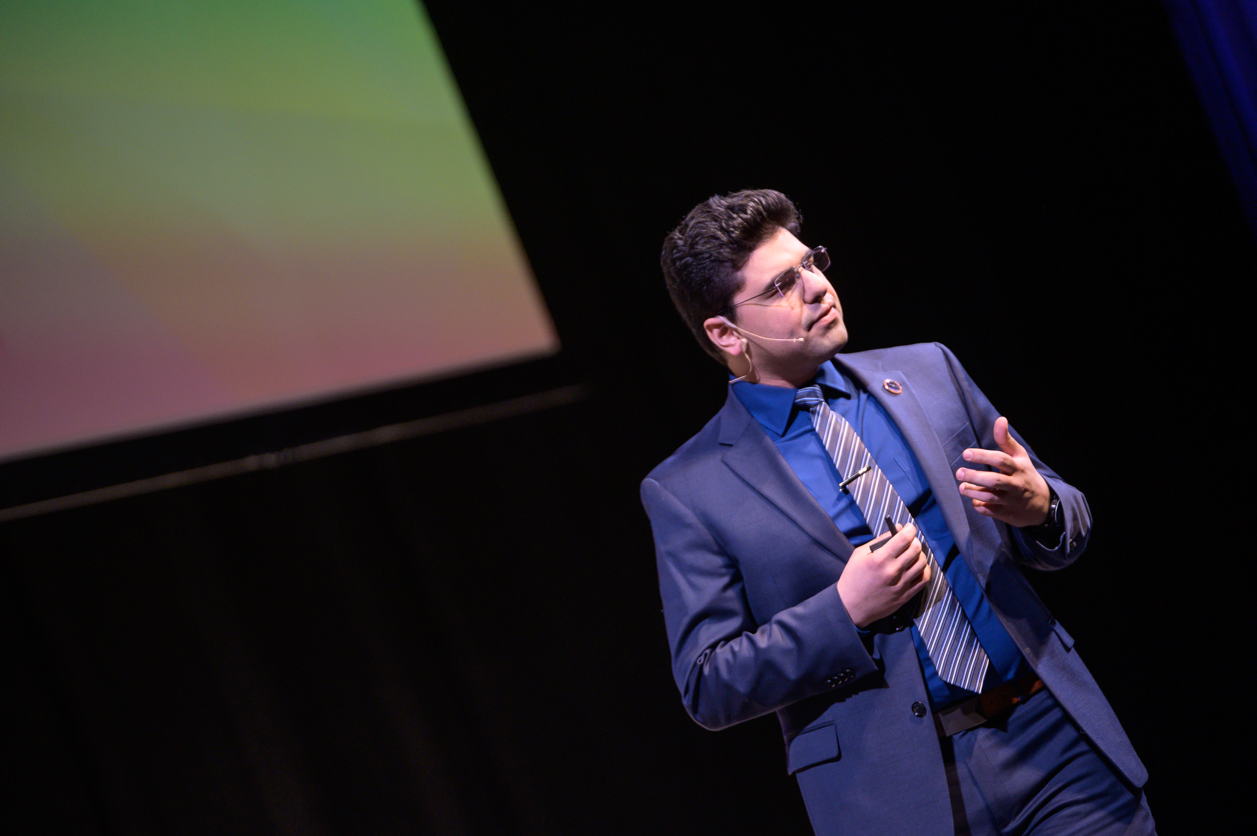 A UConn-connected entrepreneur speaks at a business event in Hartford.