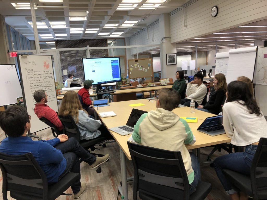 Greenhouse Studios undergraduate & graduate research assistants meet with the Connecticut Digital Archive.