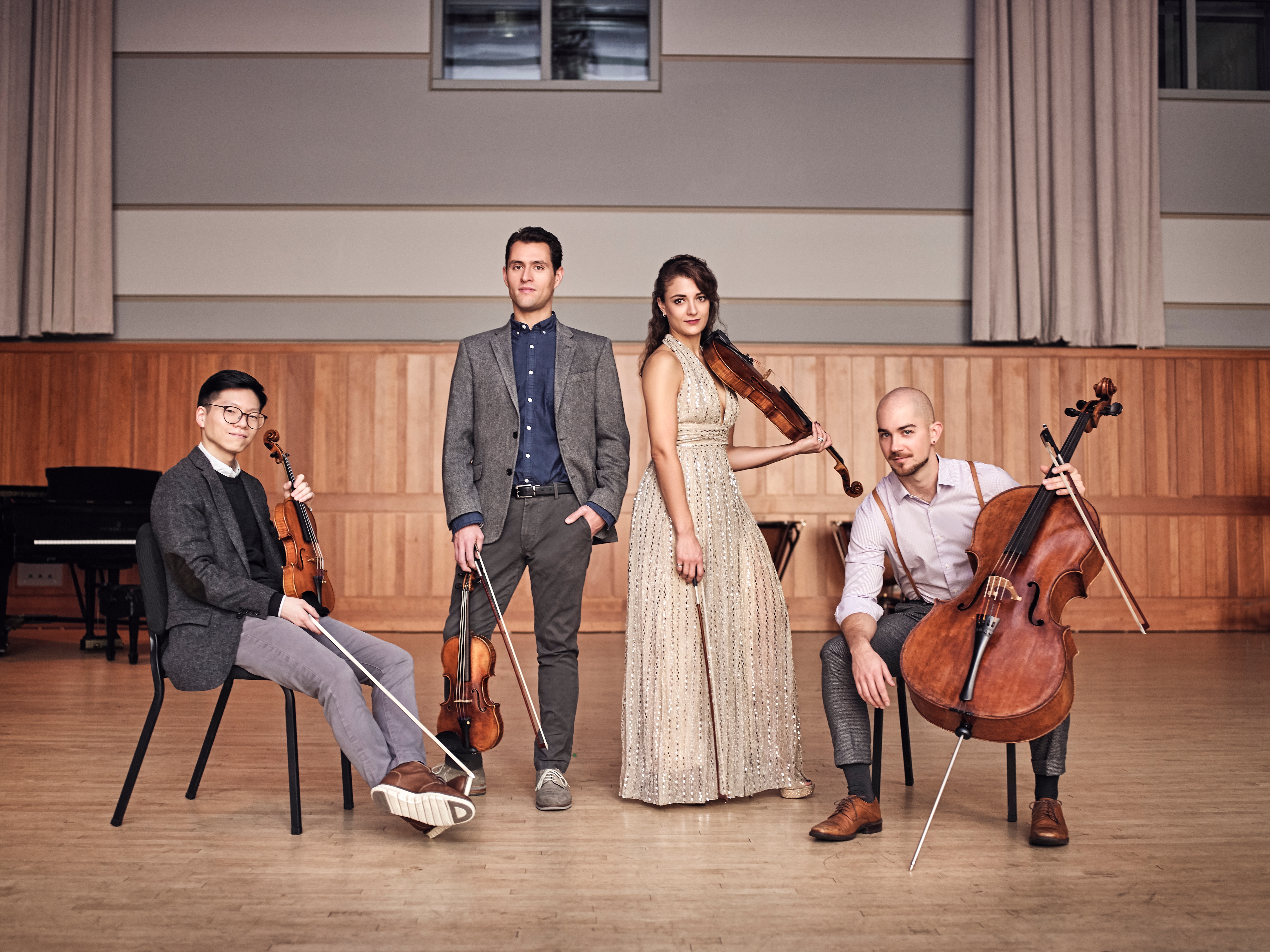 The Dover Quartet, which will perform three live, online concerts for the Jorgensen Center for the Performing Arts on July 14, July 21, and July 28