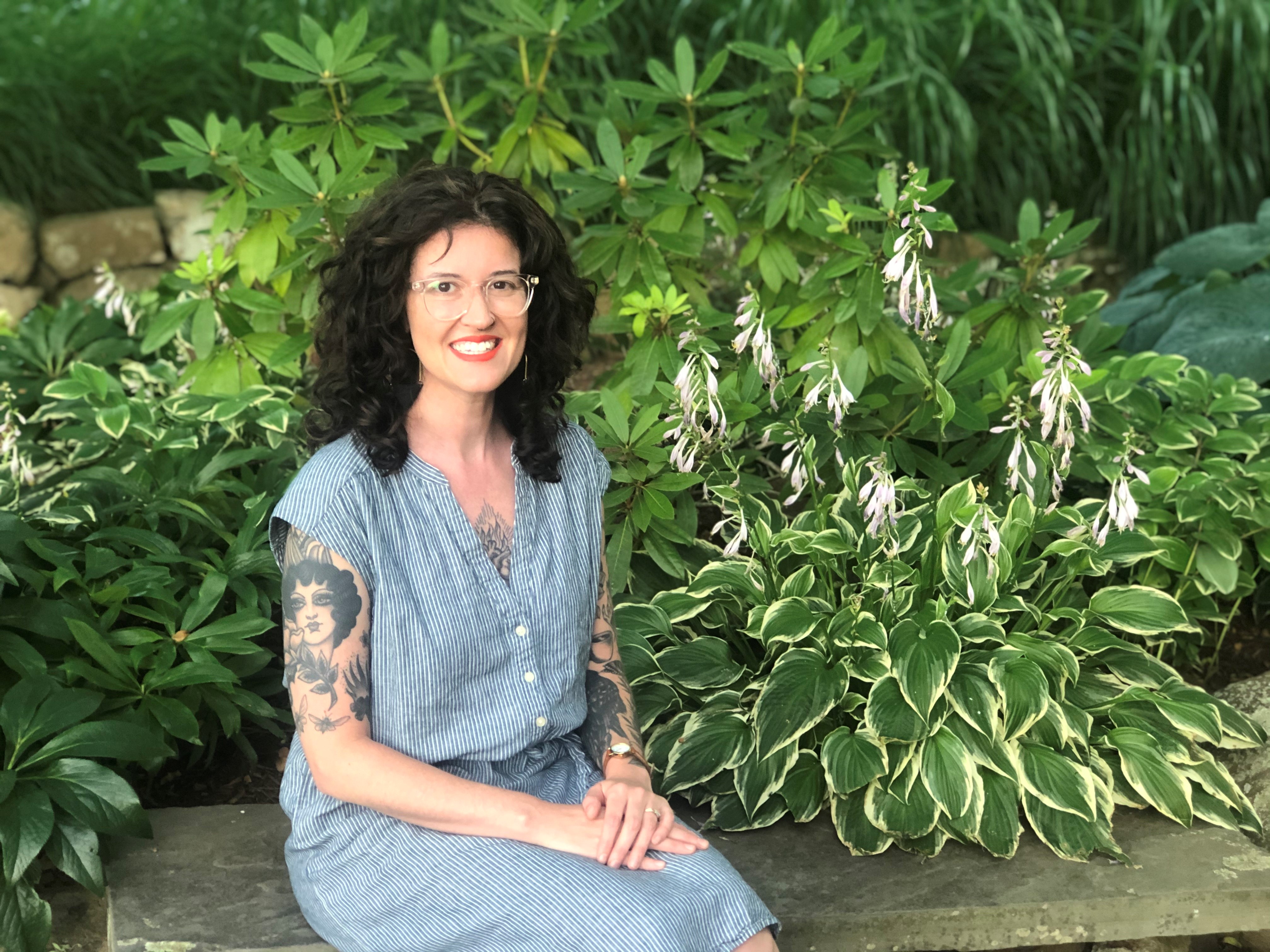 Researcher Margaret Lloyd Sieger sitting in a garden