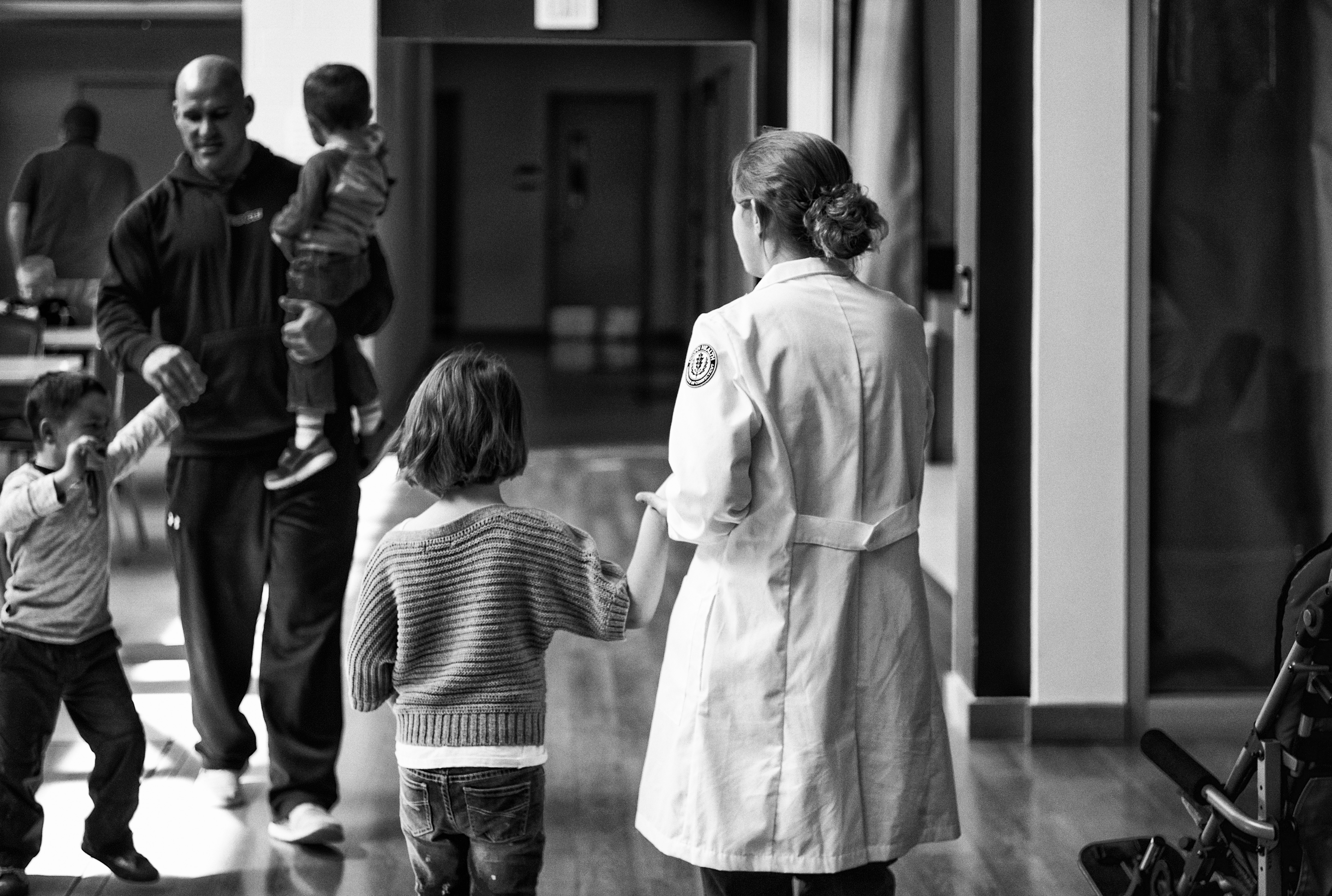 Families visit Stormy Chamberlain at her lab at the Cell and Genome Sciences Building in Farmington