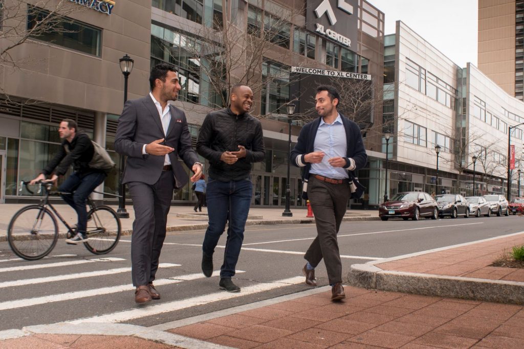 Men walking in Hartford