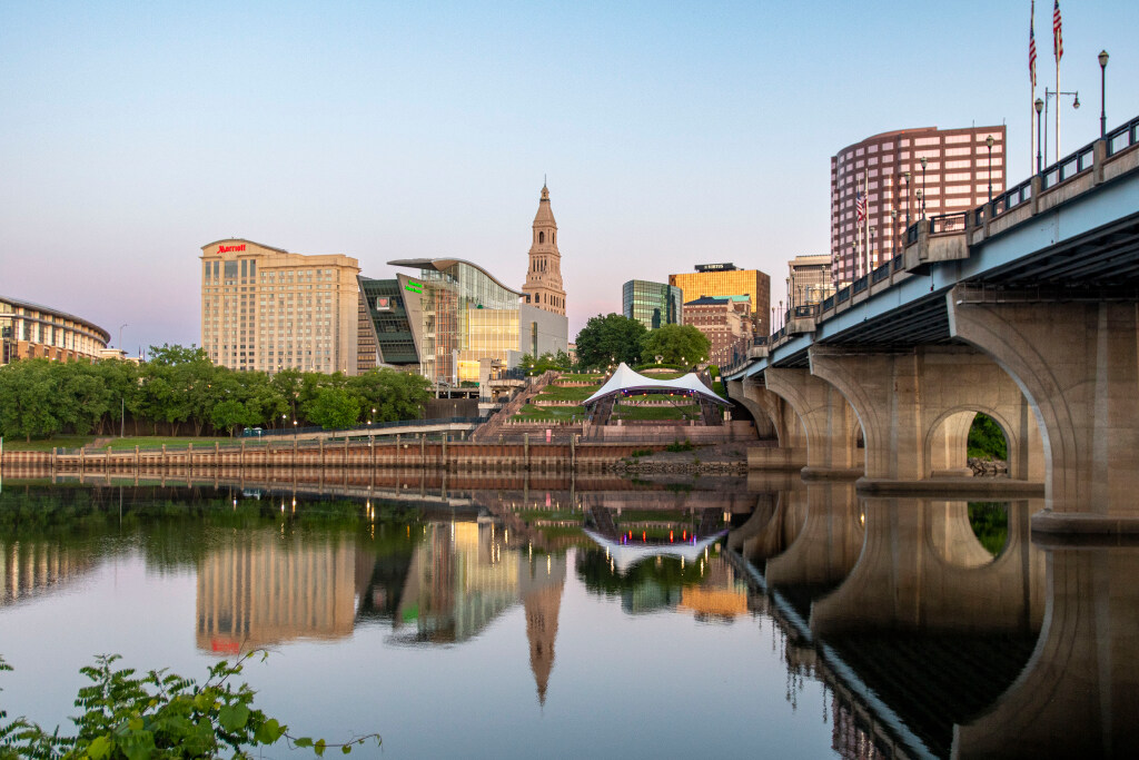 Image of Hartford skyline after dawn