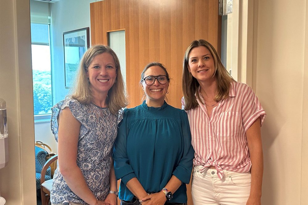 Dr. Danielle Luciano, UConn Health’s Director for Minimally Invasive Gynecological Surgery, Elise Courtois, Ph.D., an endometriosis researcher and director of single cell biology at JAX and Arleigh Cole Doyle, a patient, advocate and member of the Connecticut Endometriosis Working Group.