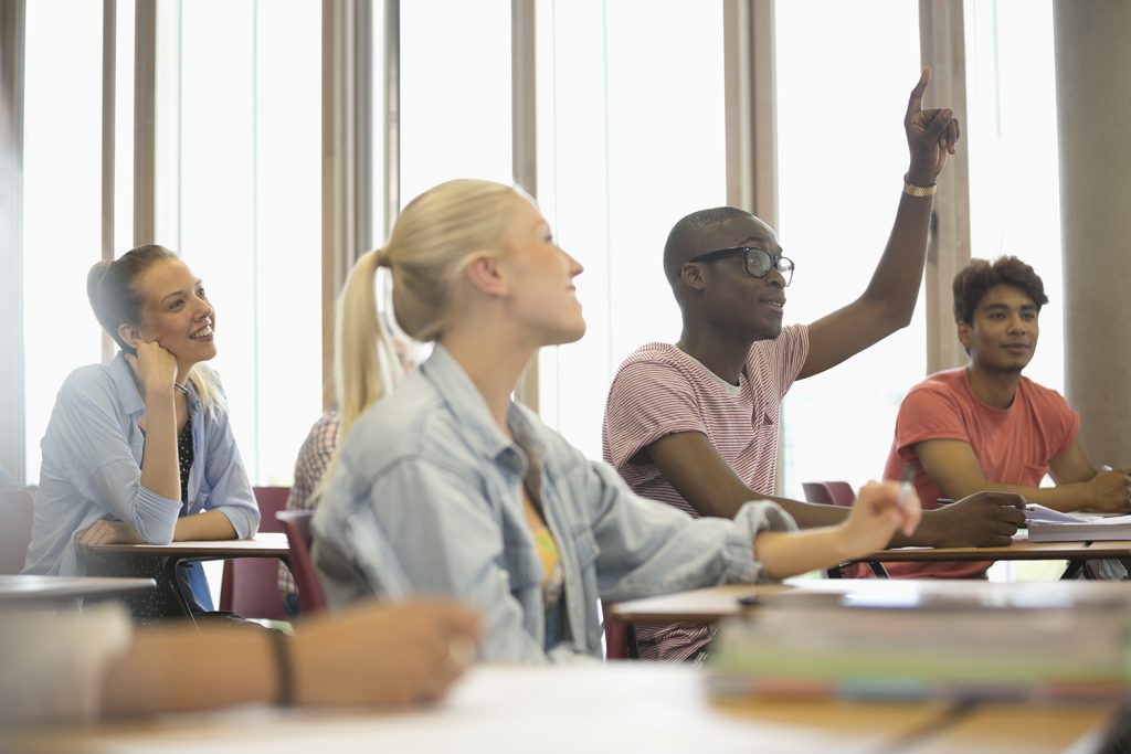 University students listening attentively at seminar