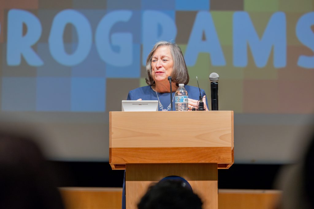 U.S. Treasurer and Chief of the Mohegan Tribe Lynn Malerba speaks in the Student Union Theatre