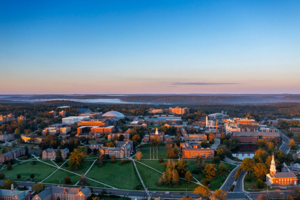 Aerial image of the University of Connecticut during Fall 2023.