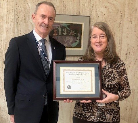 Dr. Patrick Coll, president of the JDH Medical Staff, presented the annual excellence awards to each 2024 recipient this January. Dr. Susan Levine pictured.