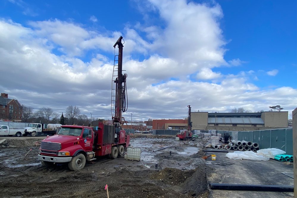 As part of the Campus Masterplan and funded by Next Generation Connecticut funds, the South Campus Infrastructure Project includes clean, renewable infrastructure that will extend deep underground to heat and cool the new South Campus Residence Hall.