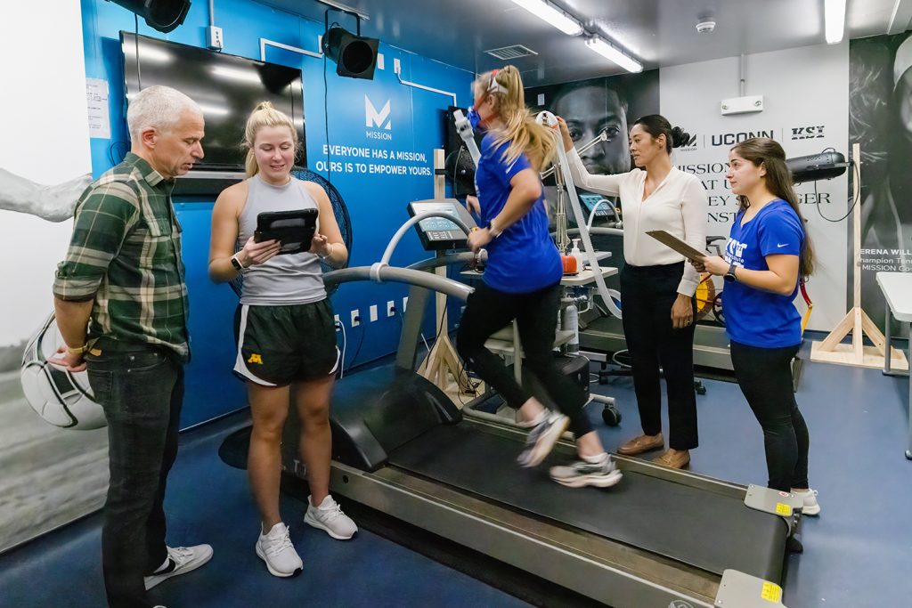 Faculty and students from the Department of Kinesiology work in the MISSION Heat Lab