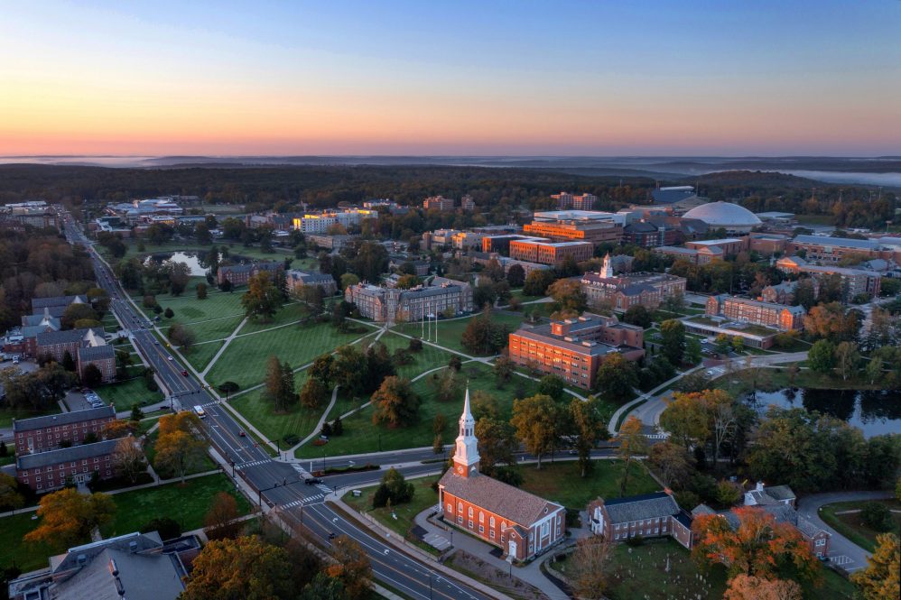 Aerial image of the University of Connecticut during Fall 2023.