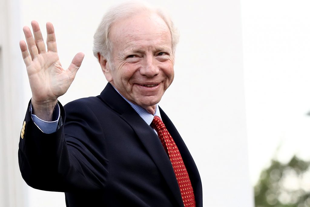 Former U.S. Senator Joe Lieberman departing the White House in 2017 (Photo by Win McNamee/Getty Images)