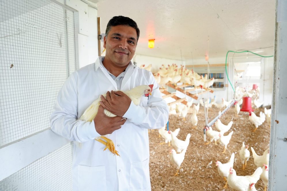 Upadhyay in UConn's poultry facilities