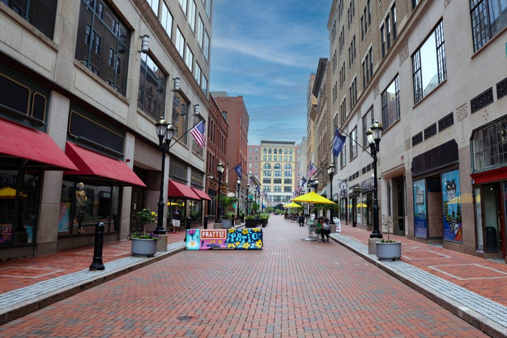 The street in Hartford where housing for UConn students will be built.