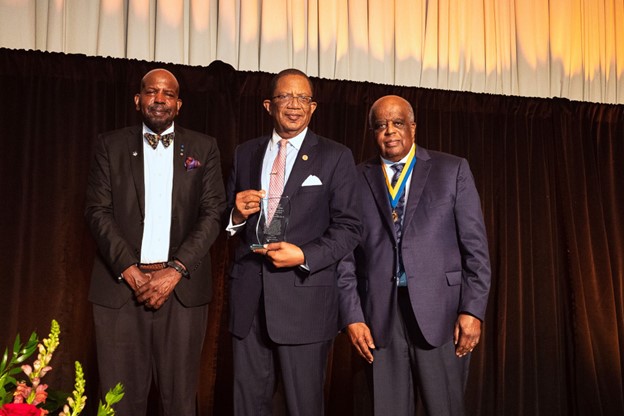 Dr. Cato T. Laurencin with Lifetime Research awardee Dr. Selwyn M. Vickers and Dr. Randall C. Morgan, W. Montague Cobb Institute President/CEO.