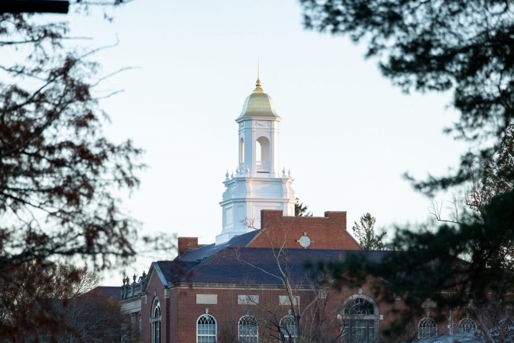 The newly-refurbished cupola on top of Wilbur Cross