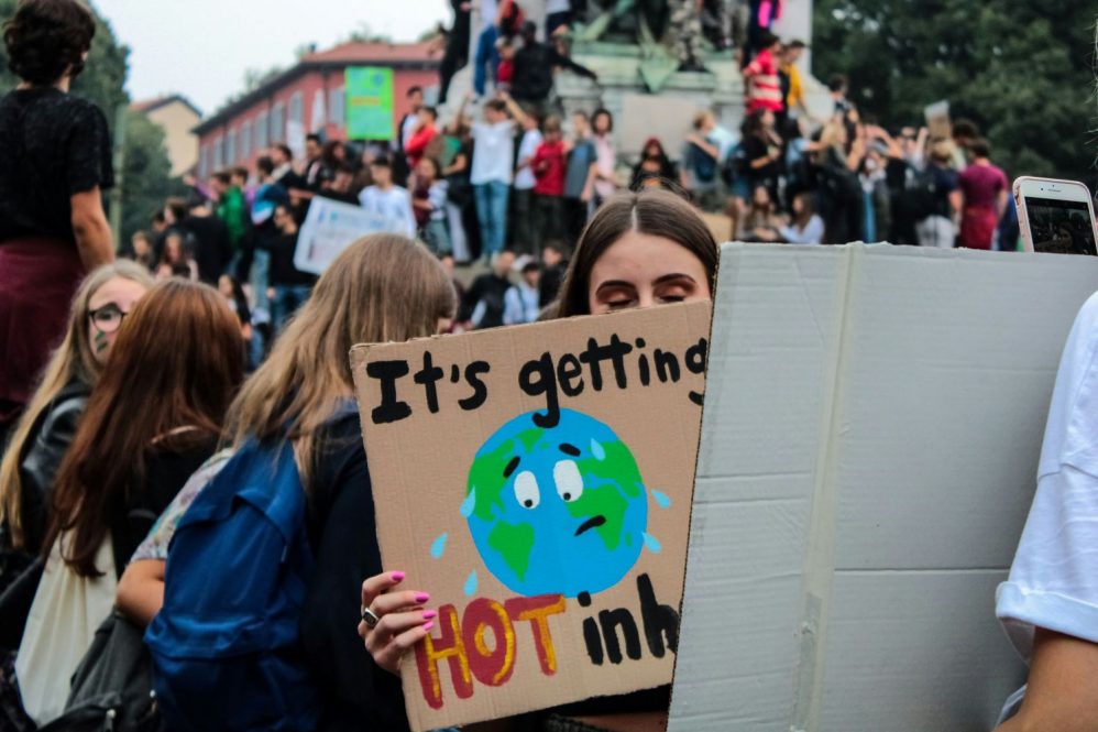 Protest sign about climate change