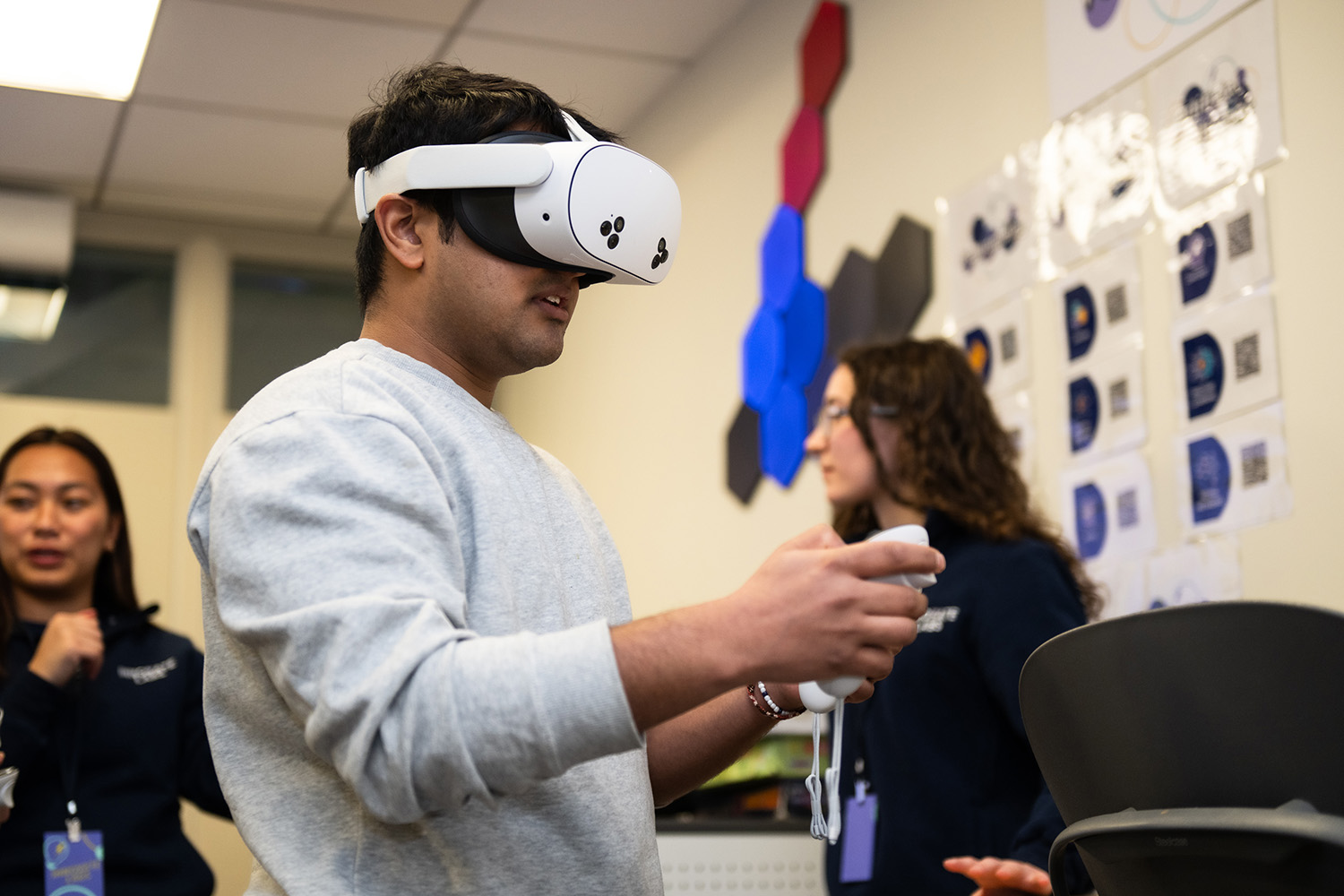 Graduate student Pranay Khare tests on the VR technology