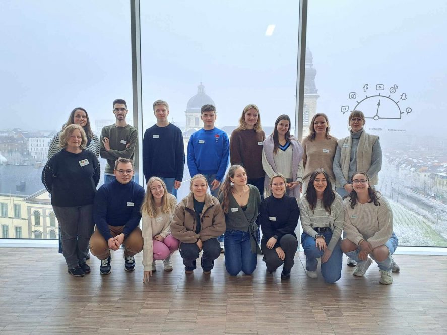 UConn Nursing students in Belgium with other students and faculty.